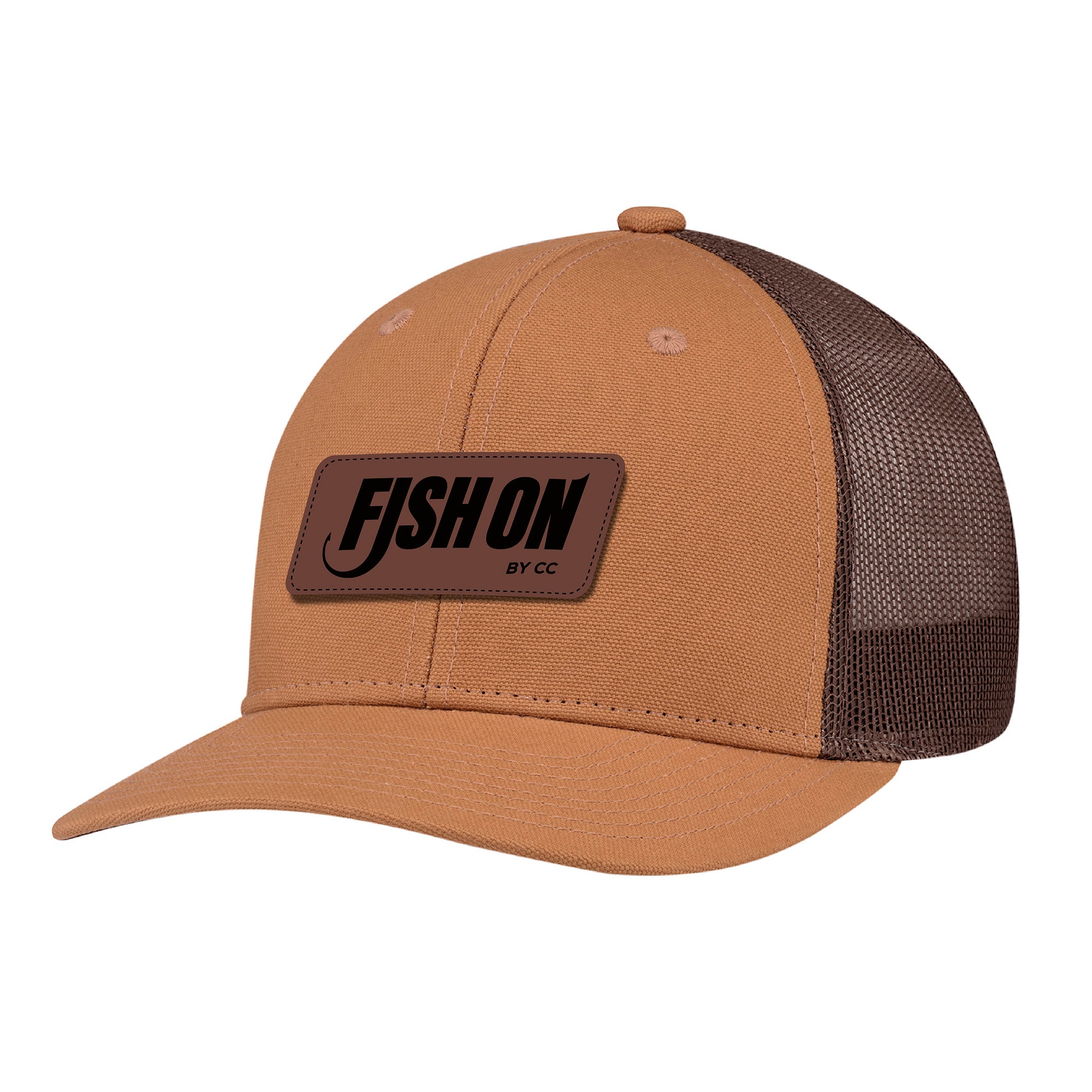 Casquette avec écusson cuir Fish On - Brune