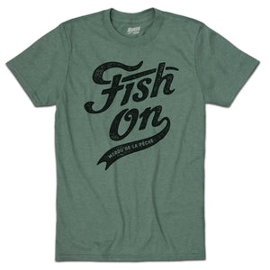 T-shirt homme Fish On vintage - Vert forêt Cendré