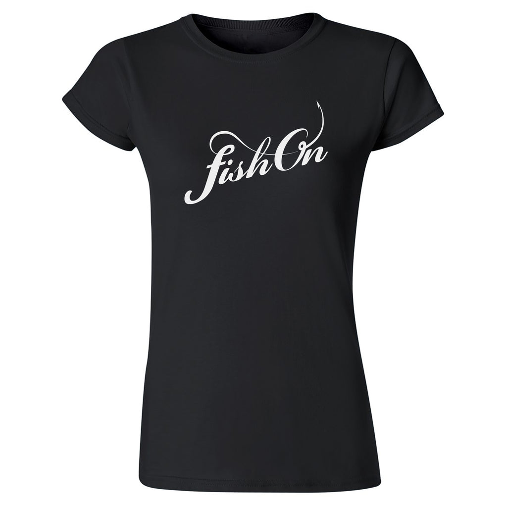 T-shirt femme Fish On Calligraphie  - Noir